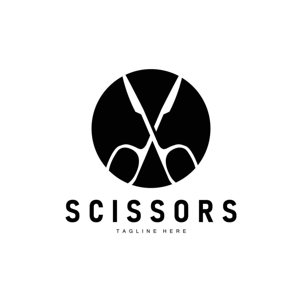 barberare verktyg sax logotyp skärande verktyg vektor, sax enkel bakgrund ikon symbol design vektor