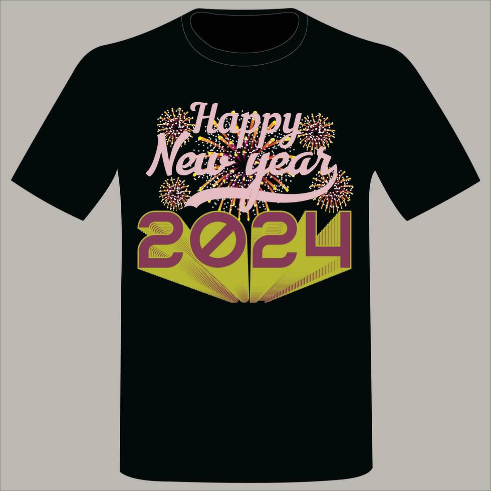 gott nytt år 2024 t-shirtdesign vektor