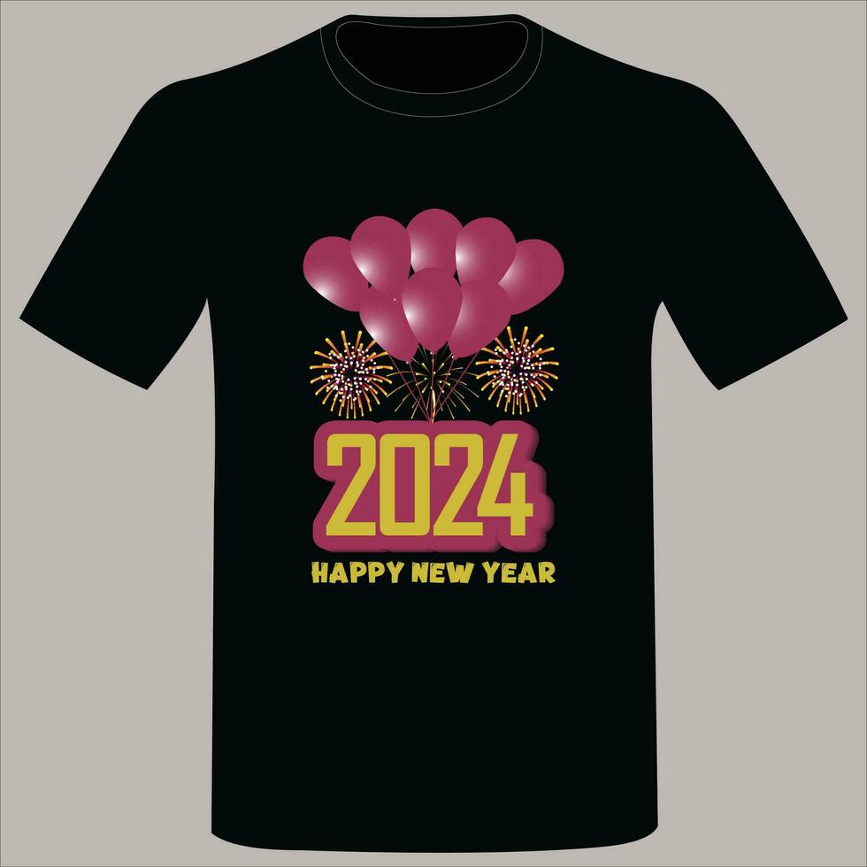 gott nytt år 2024 t-shirtdesign vektor