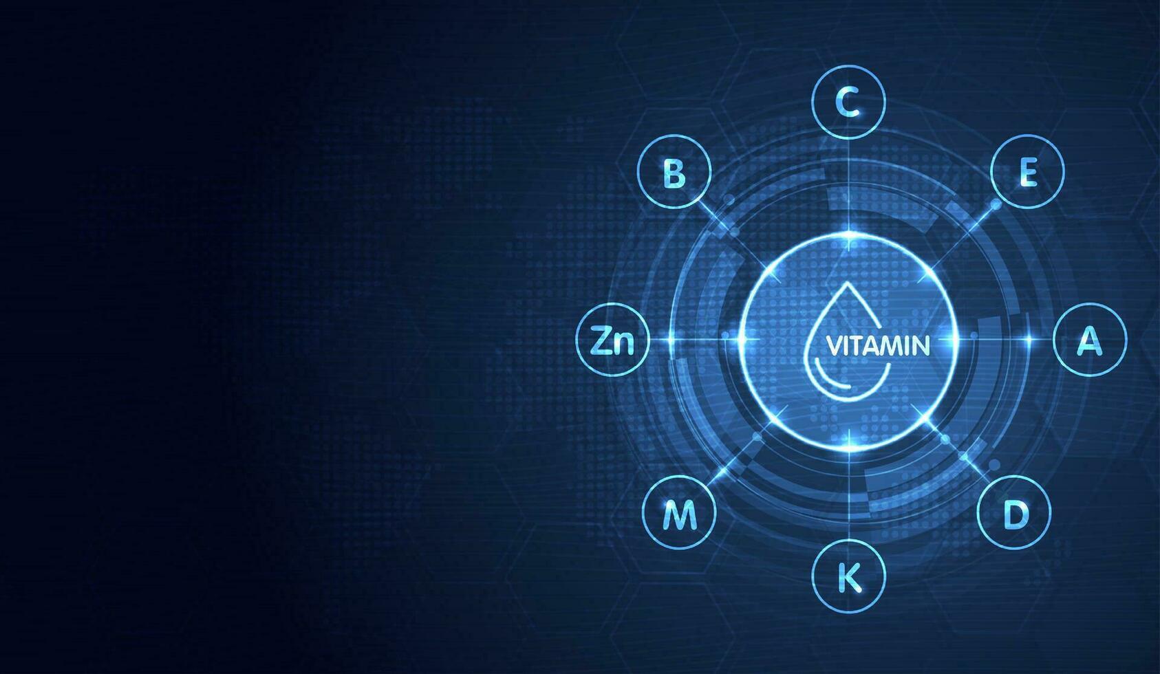 multivitamin av vitamin c, e, en, d, k, m, zn och b. inspiration skydda de kropp och stanna kvar friska, vitaminer ikon begrepp. naturlig mat tillägg reklam illustration. vektor design.