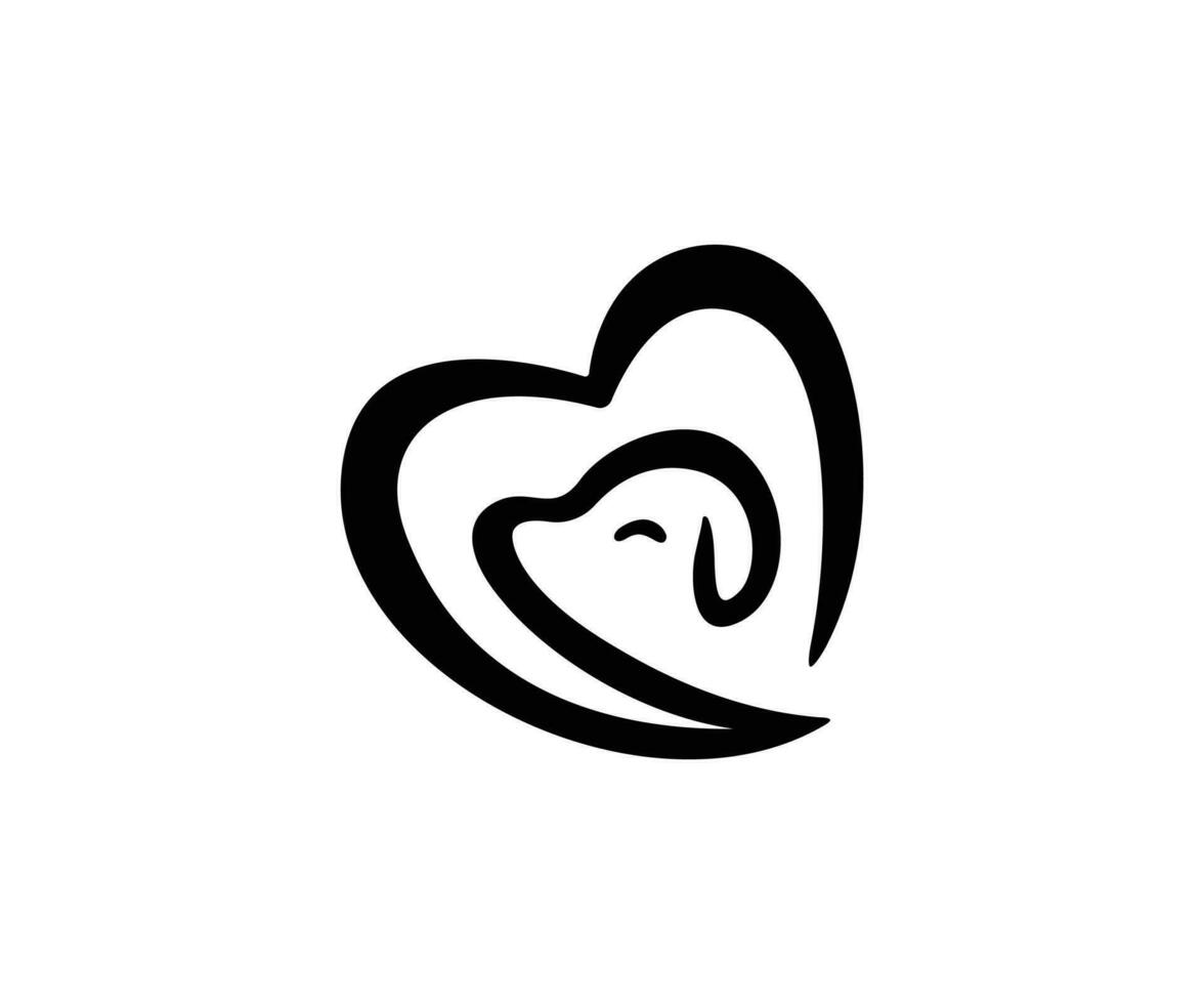 Hund Logo Design Vorlage kombiniert mit ein Liebe Form. vektor