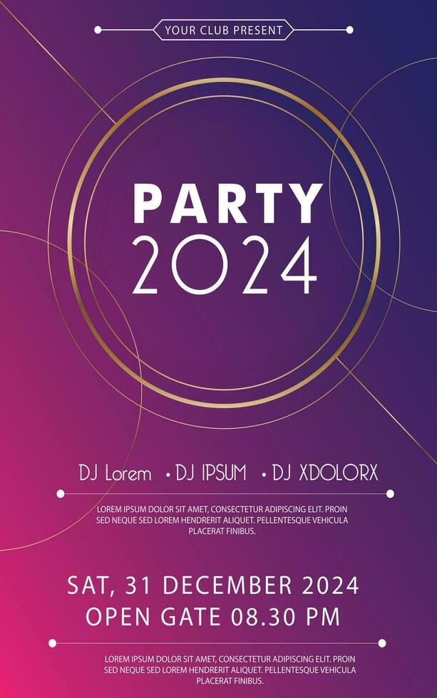 Party 2024 Poster Banner Vorlagen elegant modern dunkel vektor