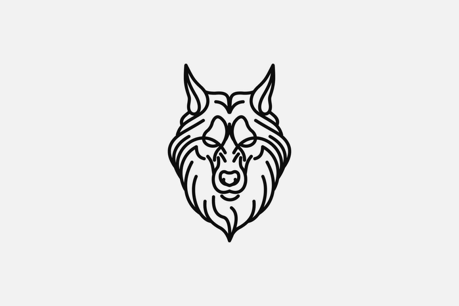 Wolf Monoline Logo Design Vektor im schwarz Farbe