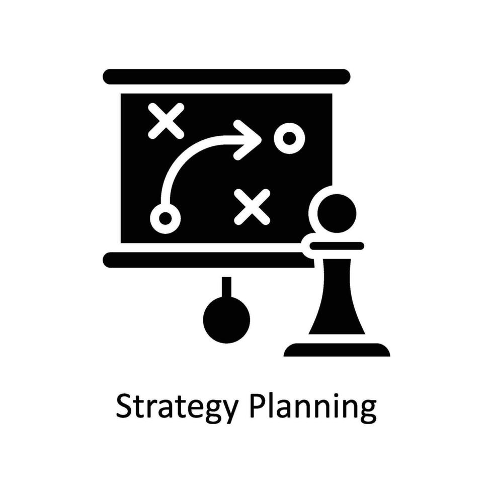 strategi planera vektor fast ikon design illustration. företag och förvaltning symbol på vit bakgrund eps 10 fil