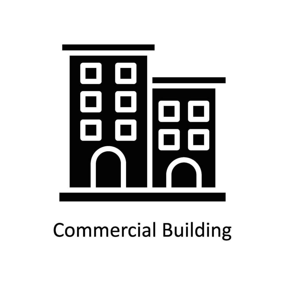 kommersiell byggnad vektor fast ikon design illustration. företag och förvaltning symbol på vit bakgrund eps 10 fil