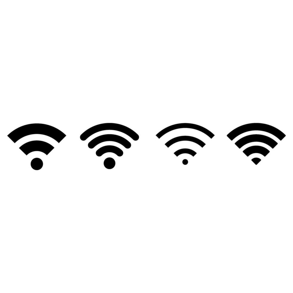 Signal einstellen Vektor Symbole. Radio Signale Wellen und Licht Strahlen, Radar, W-lan, Antenne und Satellit Signal Symbole. kabellos Technologien. Vektor Illustration.