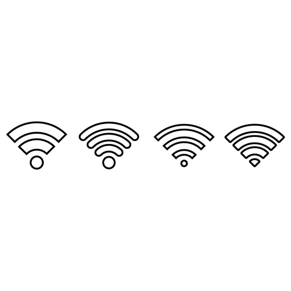 Signal einstellen Vektor Symbole. Radio Signale Wellen und Licht Strahlen, Radar, W-lan, Antenne und Satellit Signal Symbole. kabellos Technologien. Vektor Illustration.