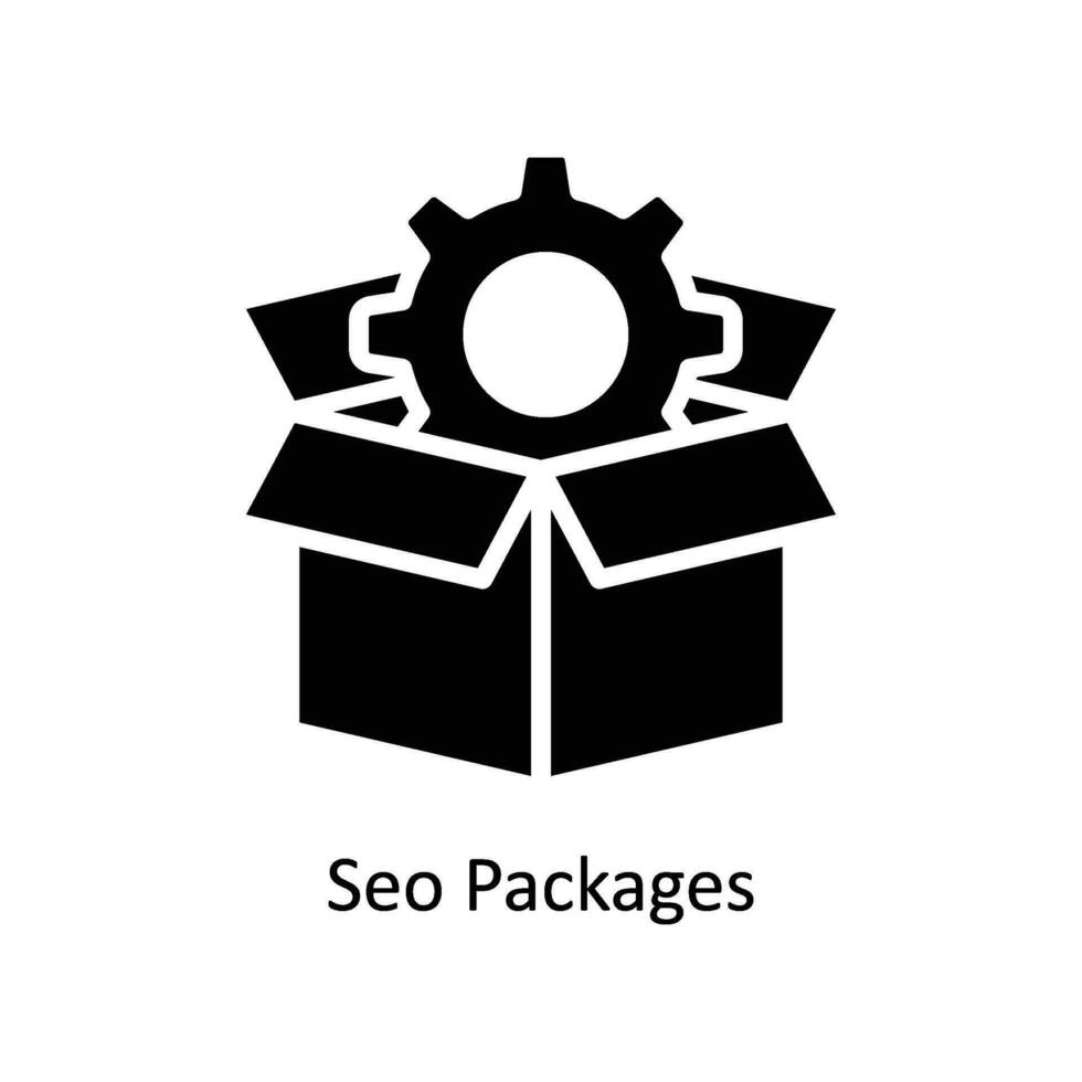 SEO Pakete Vektor solide Symbol Design Illustration. Geschäft und Verwaltung Symbol auf Weiß Hintergrund eps 10 Datei