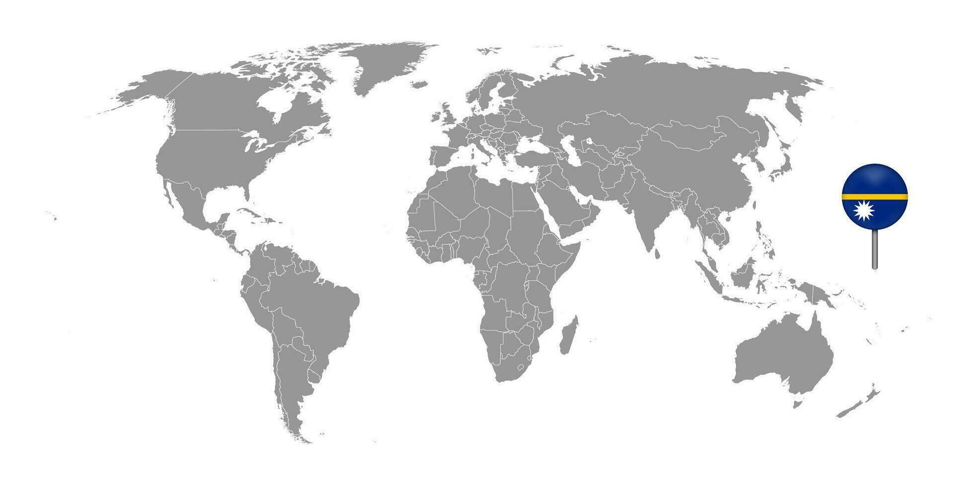 nåla karta med nauru flaggan på världskartan. vektor illustration.