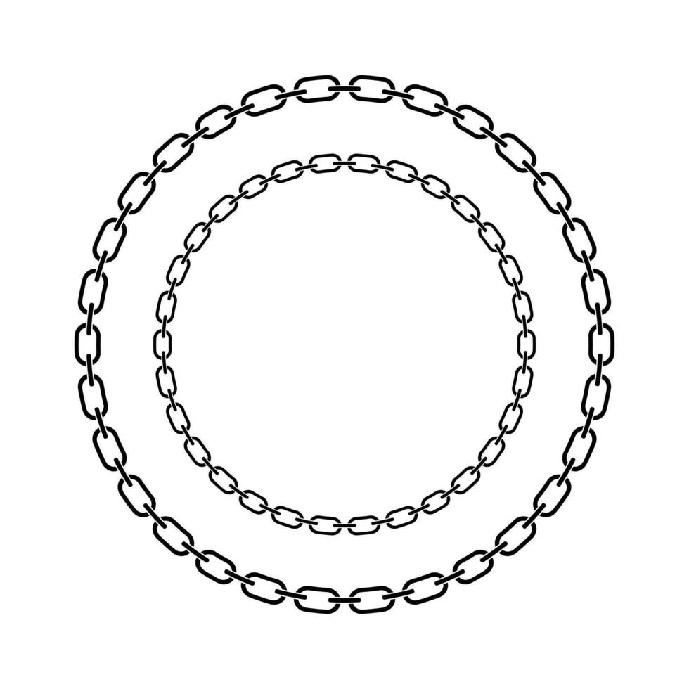 kedja ram runda form, metall länkar upprepa oändligt, vektor illustration isolerat