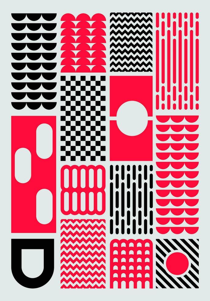 abstrakt former platt design arrangemang av olika geometrisk element affisch bauhaus inspirerad mosaik- mönster vektor