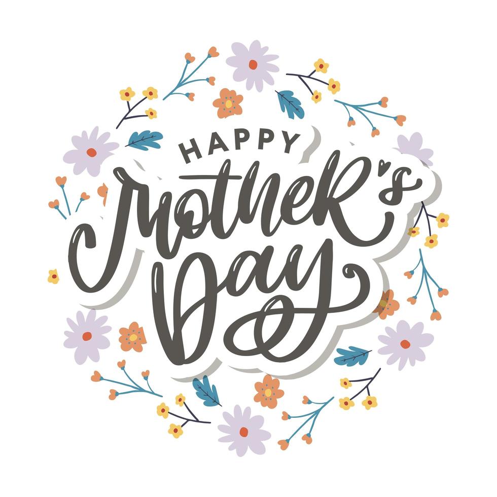 elegant gratulationskortdesign med snygg text mors dag på färgglada blommor dekorerad bakgrund. vektor