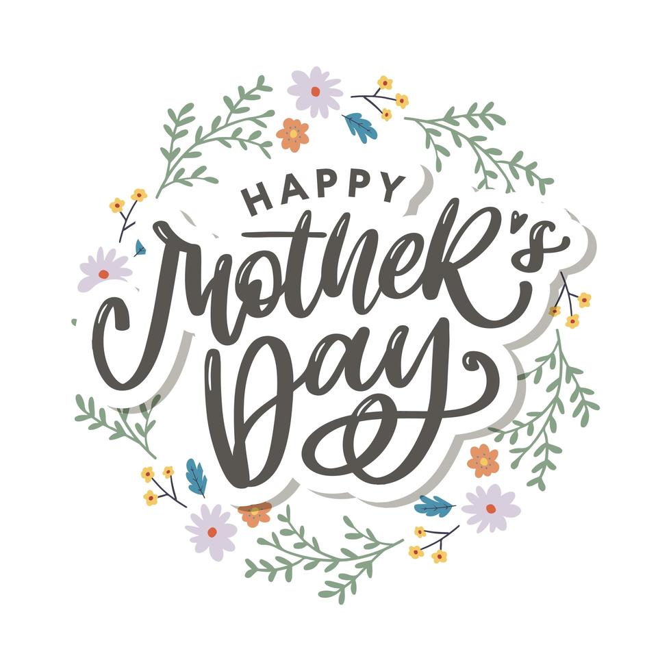elegant gratulationskortdesign med snygg text mors dag på färgglada blommor dekorerad bakgrund. vektor