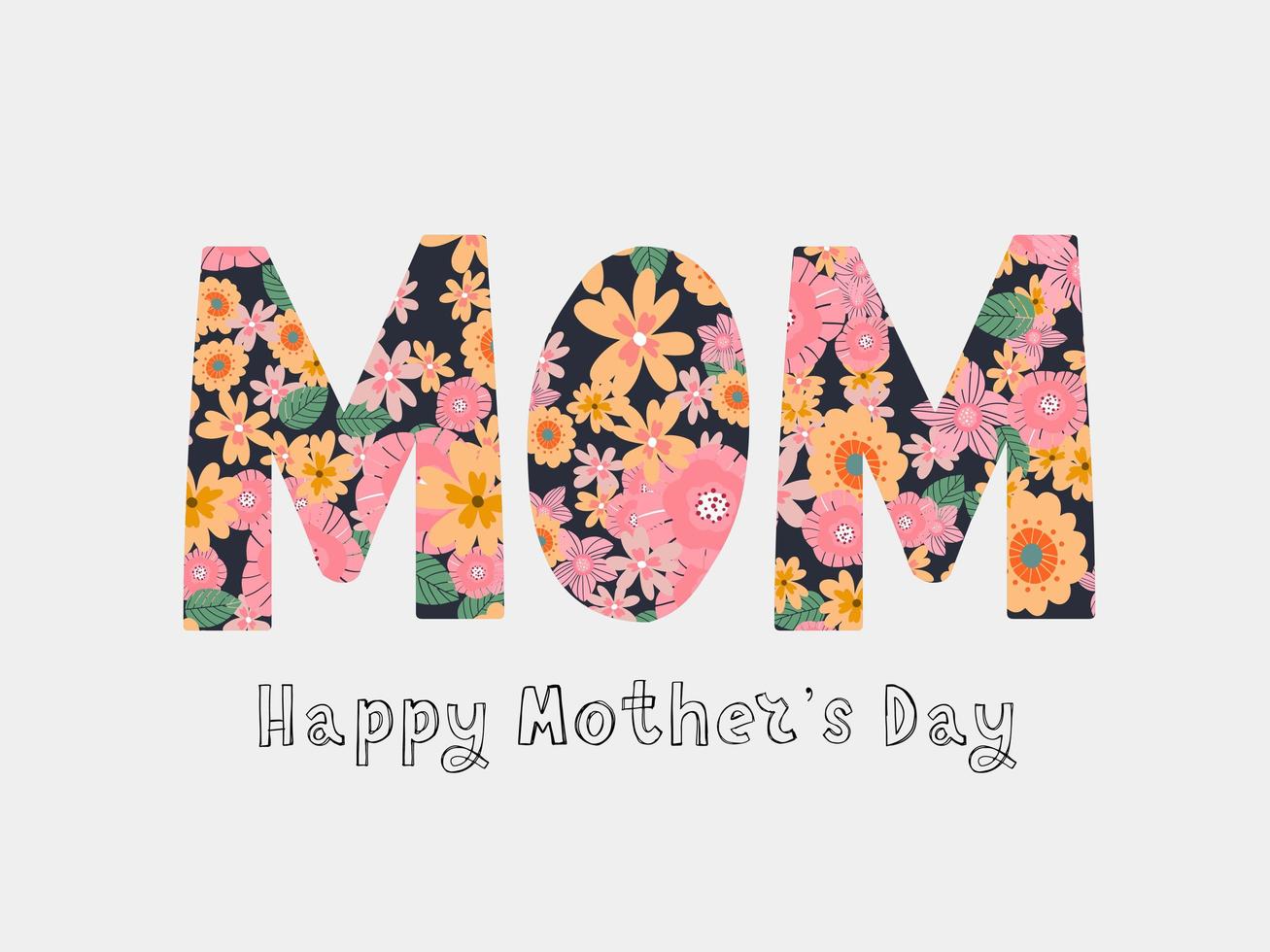 Happy Mothers Day Grußkarte mit typografischem Design und floralen Elementen. Vektor-Illustration. Scherenschnitt-Stil mit blühenden Blumen, Blättern und abstrakten Formen auf weißem Hintergrund. die beste Mutter. vektor