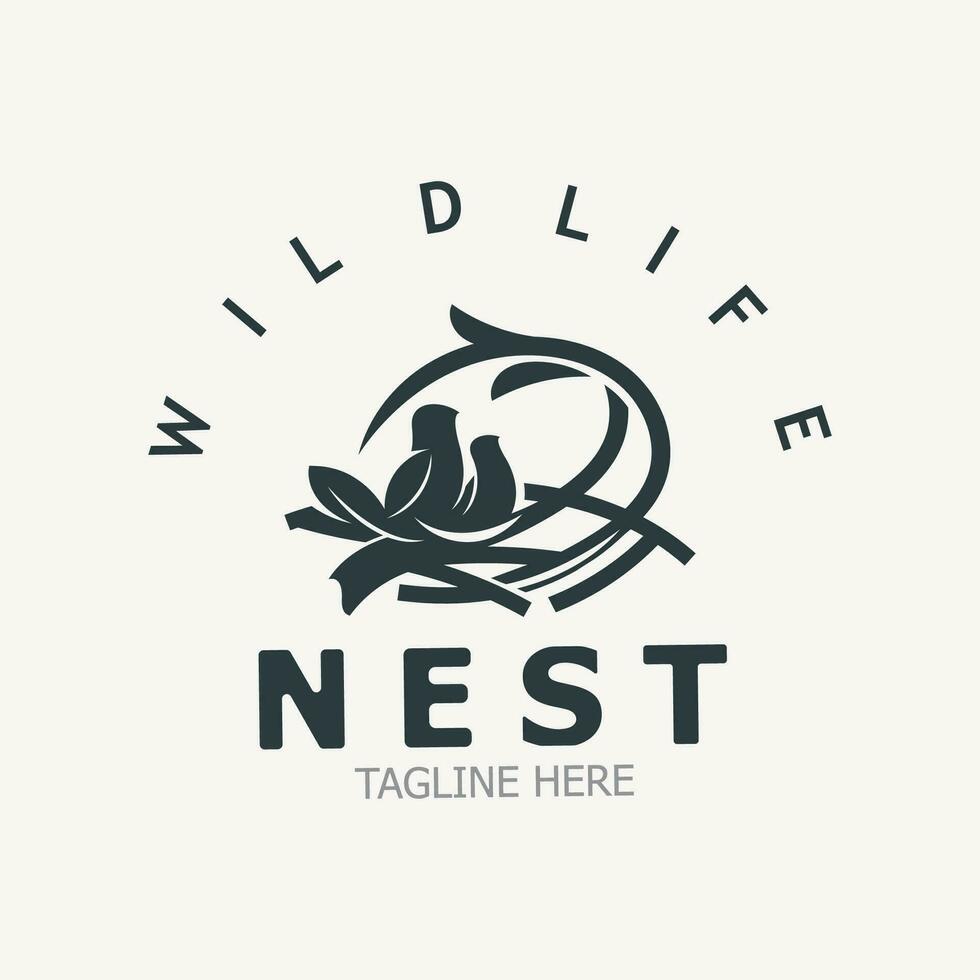 Vogel Nest Logo natürlich Wurzel und Blatt Lebensraum Vogel Haus isoliert Vorlage Vektor