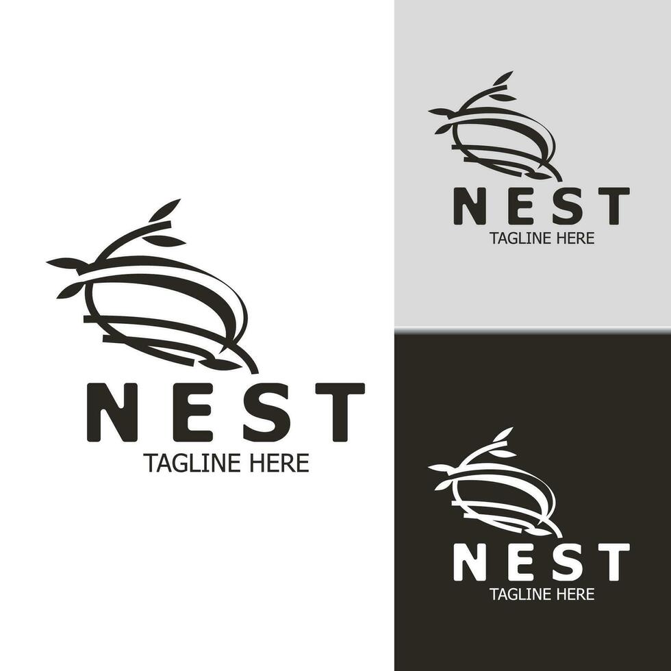 Vogel Nest Logo Ast natürlich Wurzel Baum Frühling Vorlage Vektor