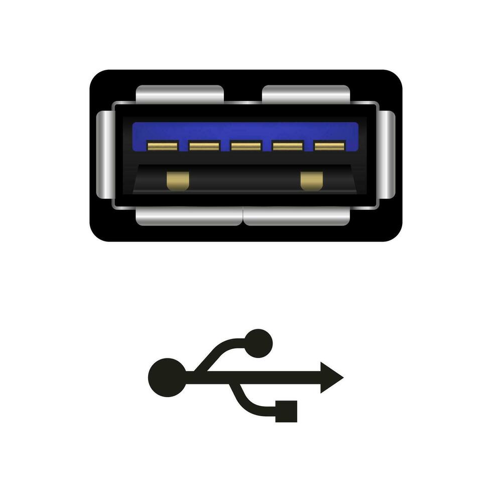 USB 3.0 im 3d Stil mit Symbol. Vektor Illustration isoliert auf Weiß Hintergrund.