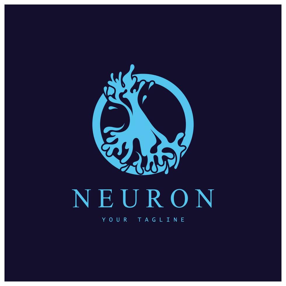 neuron logotyp eller nervcell logotyp design, molekyl logotyp illustration mall ikon med vektor koncept