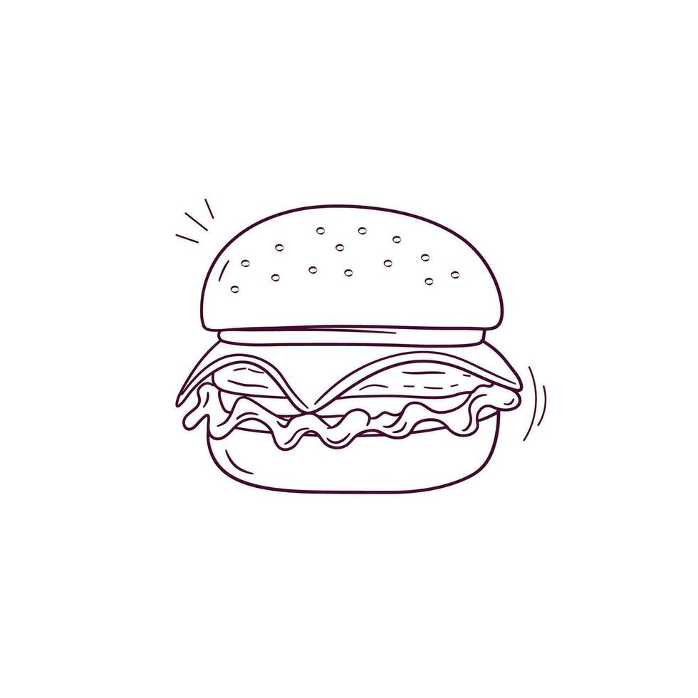 Hand gezeichnet Illustration von Cheeseburger Symbol. Gekritzel Vektor skizzieren Illustration