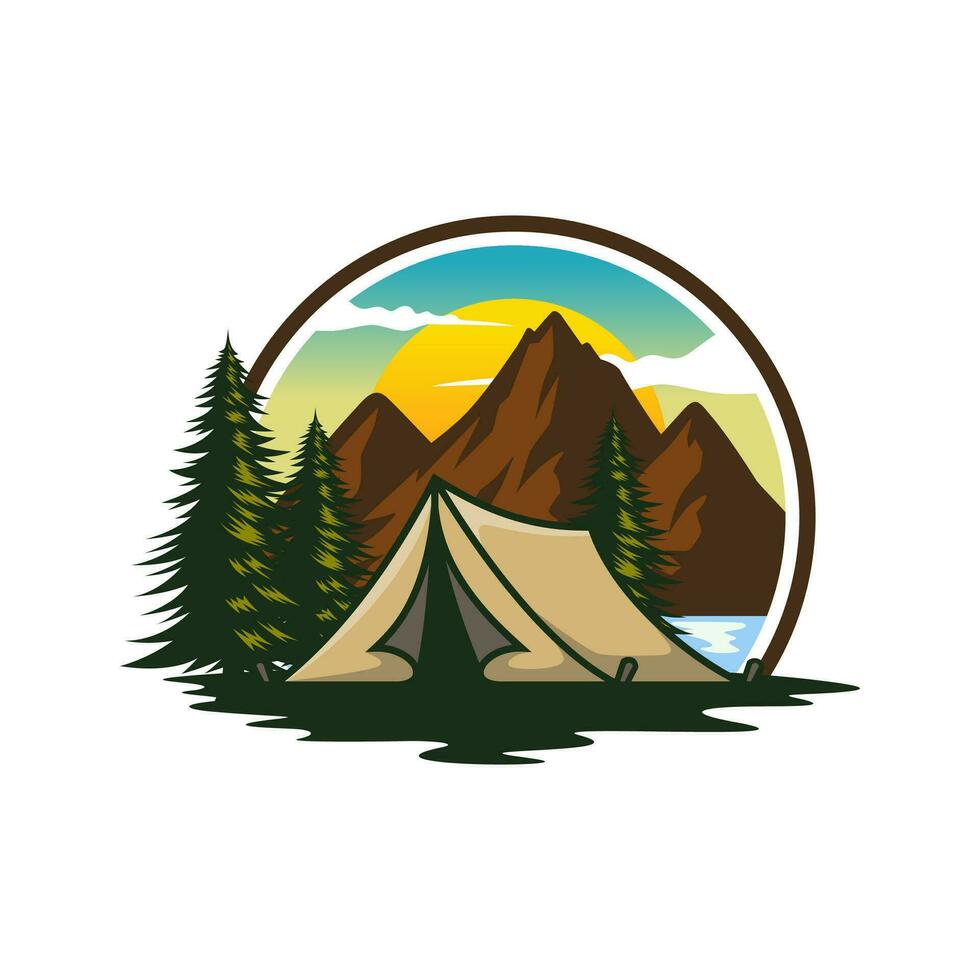 camping och äventyr illustration logotyp vektor bricka