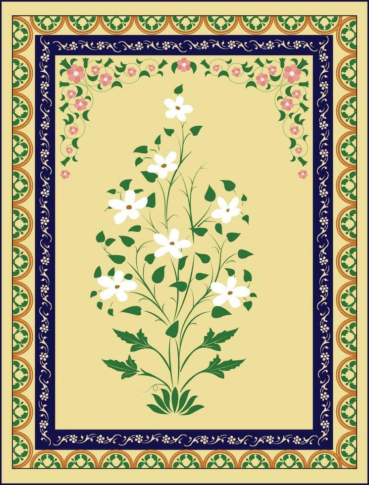 mughal traditionell färgrik båge Port vektor mönster, sömlös indisk mughal blomma motiv, skön mughal gräns med stödjande gränser för digital grafik,