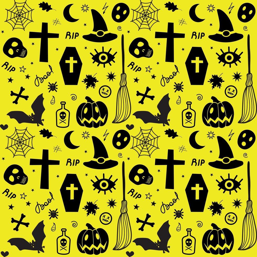 Muster von traditionellen gruseligen Halloween-Gegenständen. Vektor-Illustration vektor