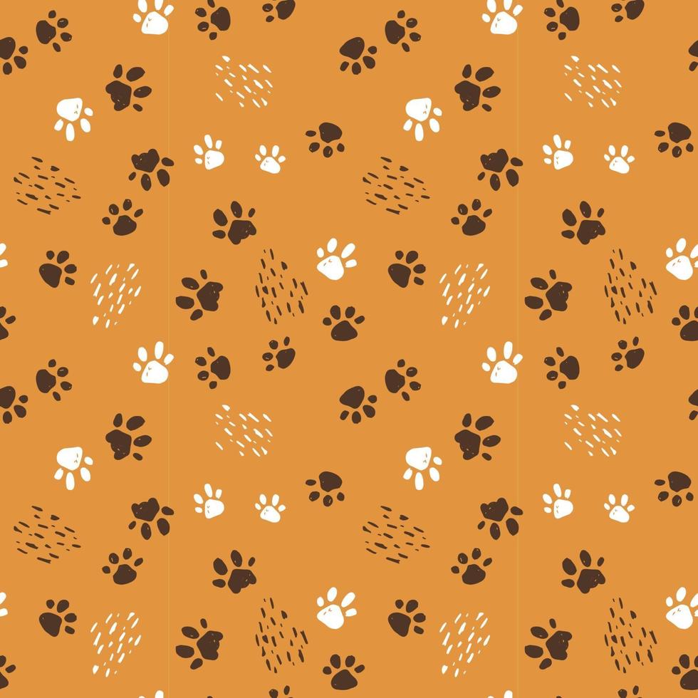 nahtloses Muster von Hunden, Katzen oder Tigerpfoten. handgezeichnete Illustration vektor