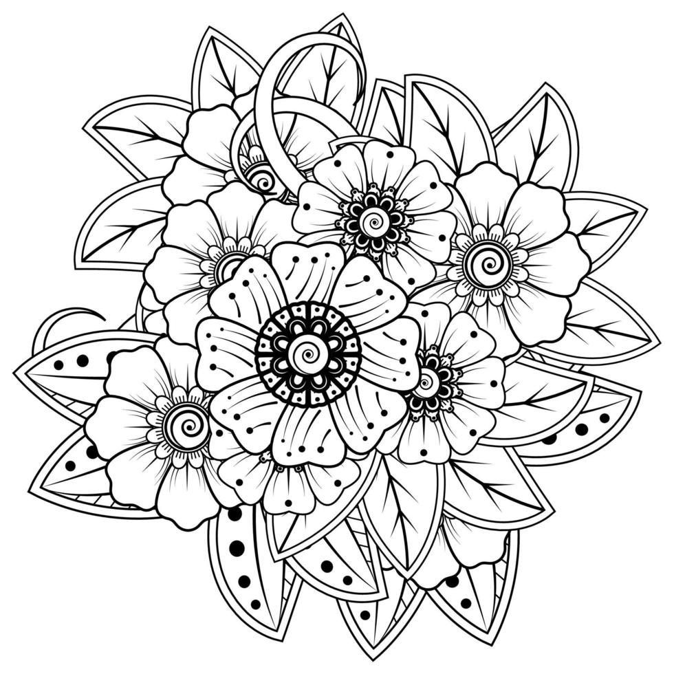 mehndi blomma för henna, mehndi, tatuering, dekoration. dekorativ prydnad i etnisk orientalisk stil. doodle prydnad. målarbokssida. vektor