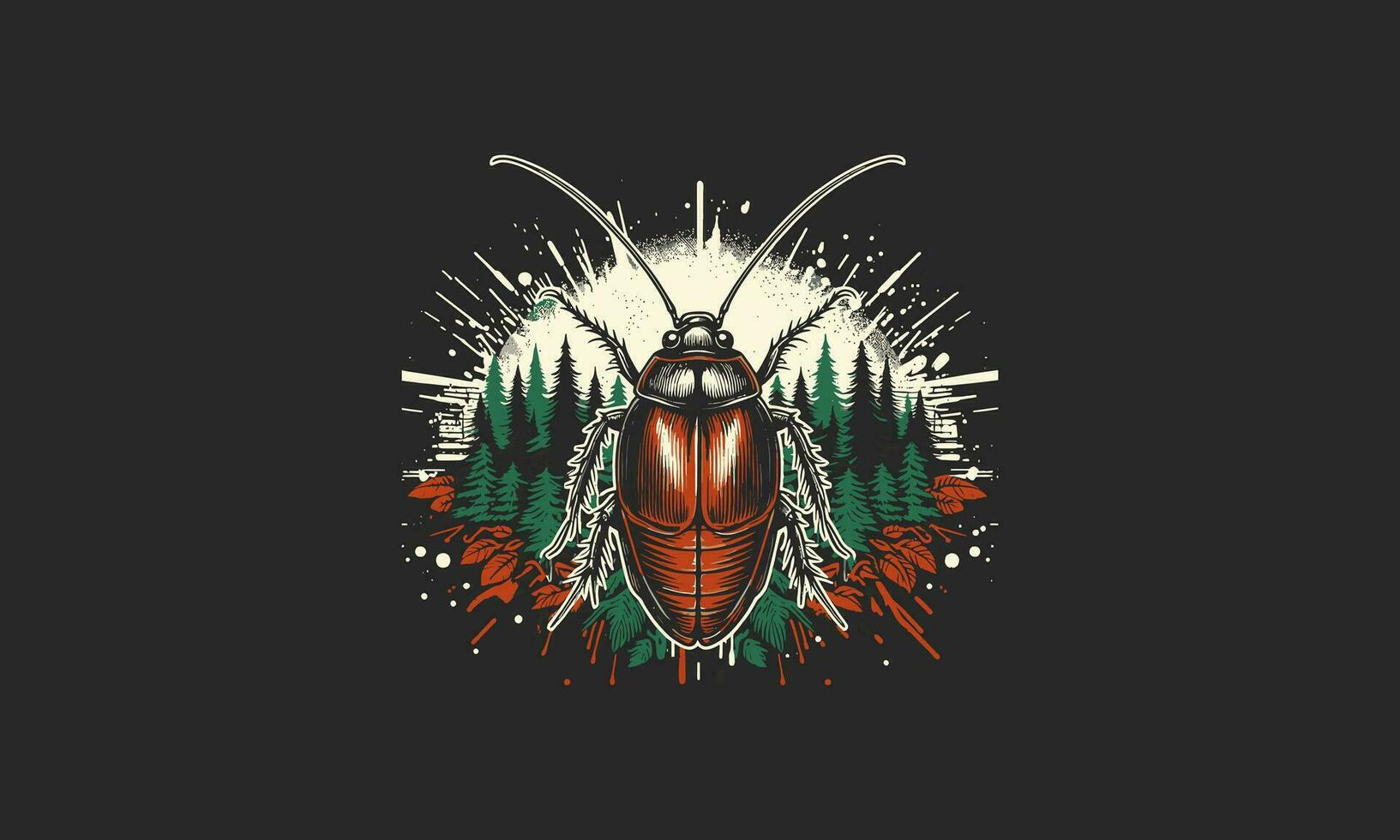 Kakerlake auf Wald Vektor eben Design