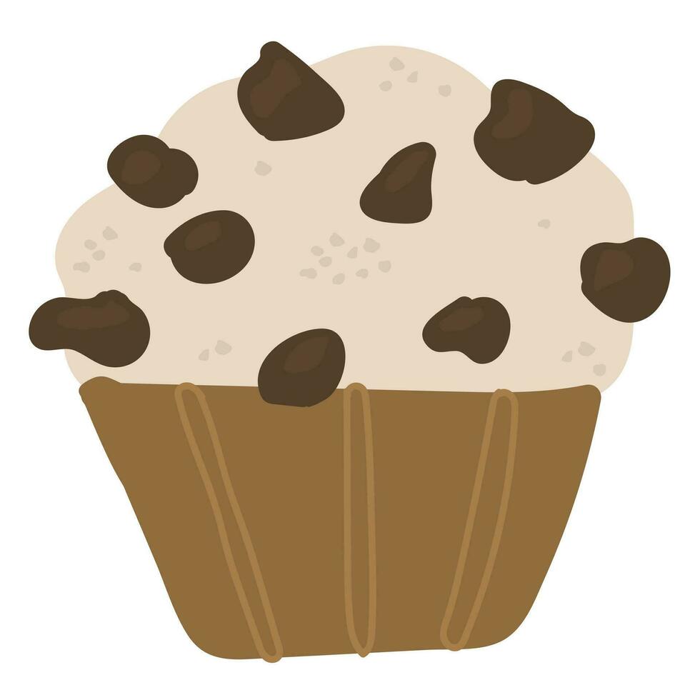 choklad chip muffin klotter isolerat på vit bakgrund. hand dragen vektor illustration på de tema av bageri