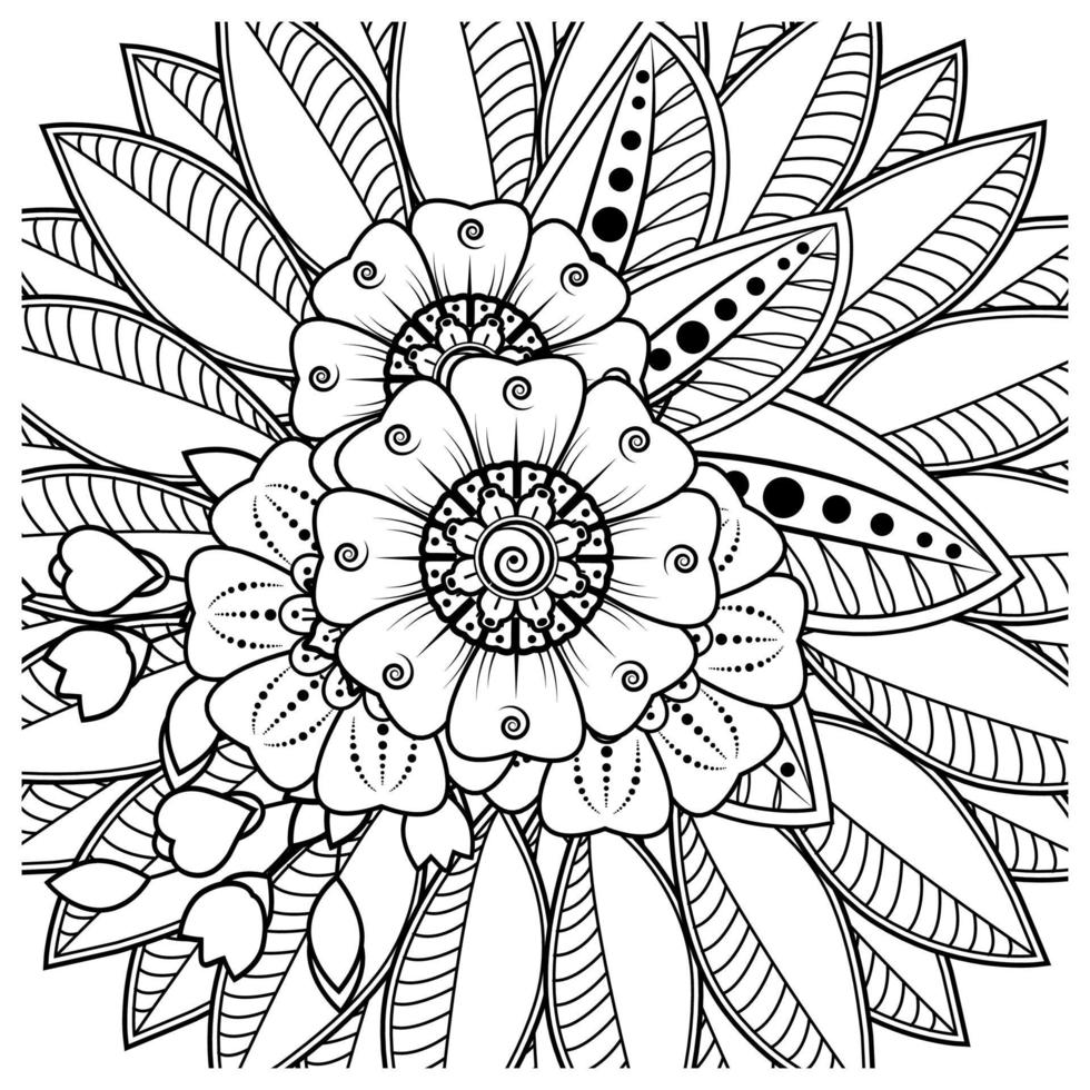 Mehndi Blume dekorative Ornament im ethnischen orientalischen Stil, Doodle Ornament, Umriss Hand zeichnen. Malbuchseite. vektor