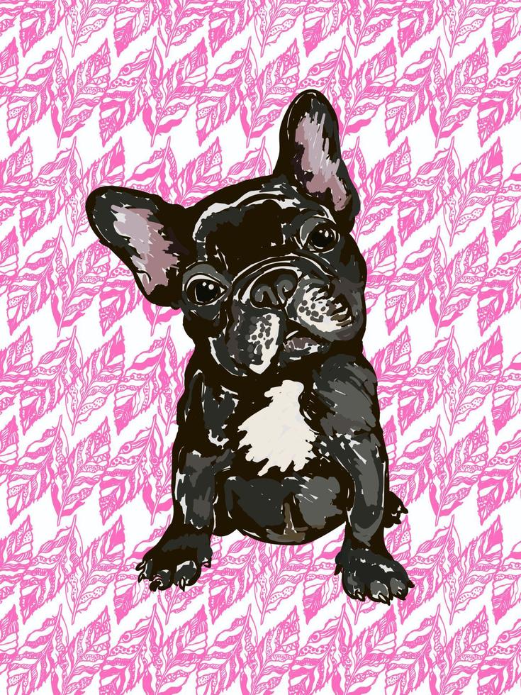 färgrik vektor illustration av hundrasen fransk bulldog isolerad på vit bakgrund