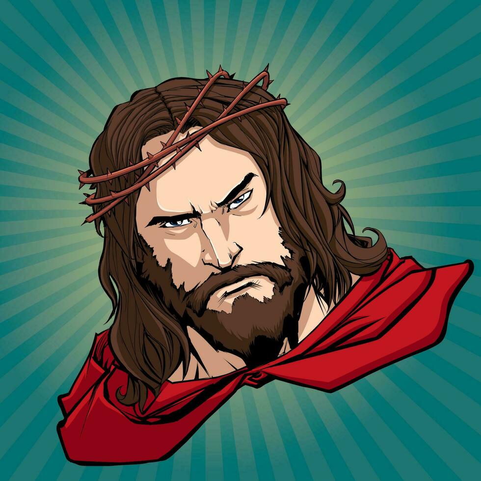 Jesus superhjälte porträtt vektor