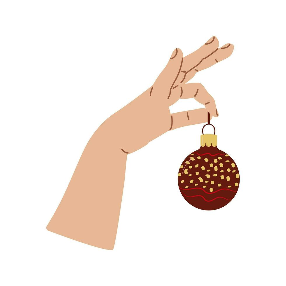 Urlaub Zuhause Dekoration Hand mit Weihnachten Ball Design zum Banner, Netz. Vektor Illustration...