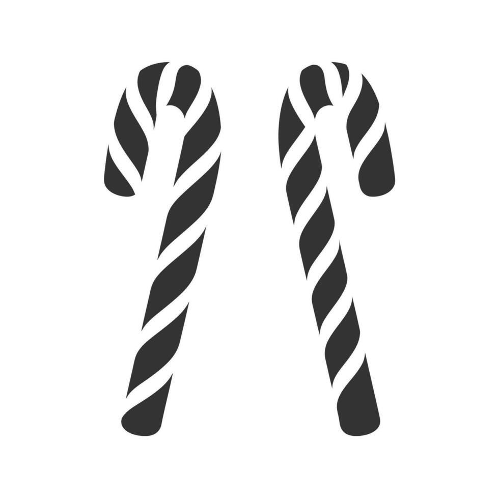 zwei Süßigkeiten Stock schwarz und Weiß Silhouette Symbol. Vektor Illustration Design.