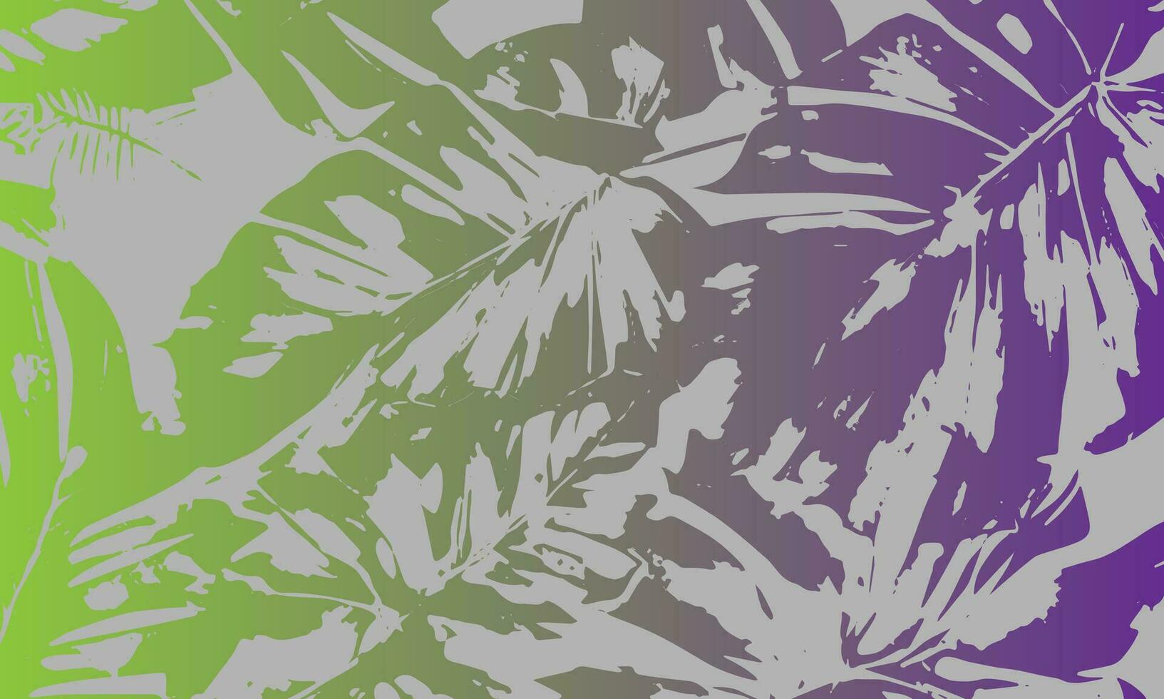 ein Grün und lila Hintergrund mit ein tropisch Blatt Muster vektor