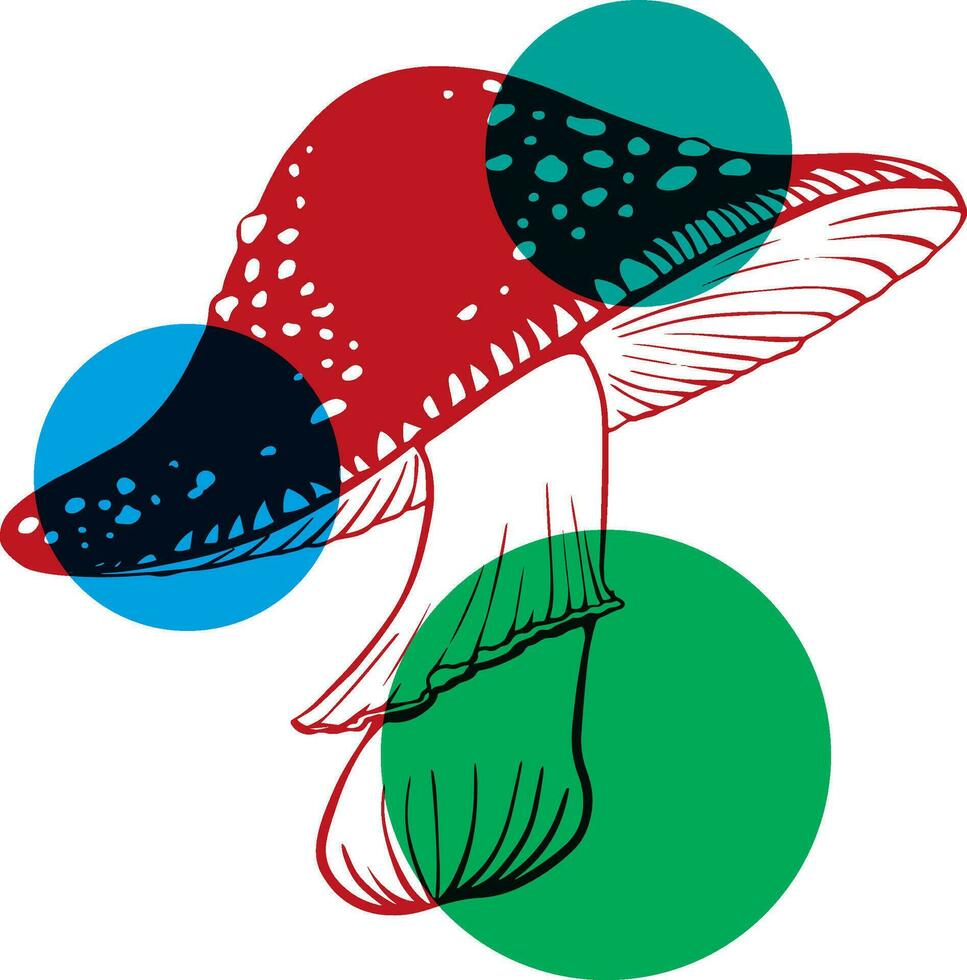 Vektor Illustration von fliegen Agaric Pilz aufsteigen drucken bewirken isoliert auf Weiß Hintergrund