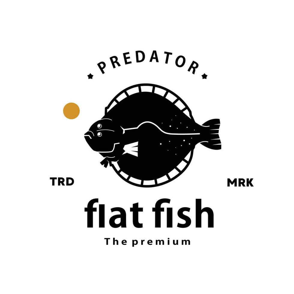 årgång retro hipster platt fisk logotyp vektor översikt silhuett konst ikon