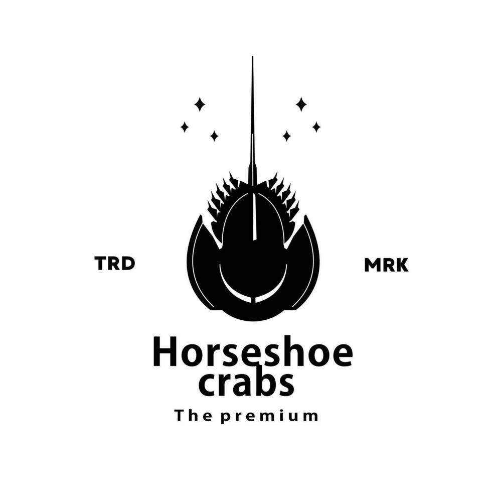 årgång retro hipster hästsko krabbor logotyp vektor översikt silhuett konst ikon