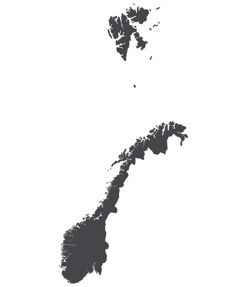 Norge Karta. Karta av Norge i svart Färg vektor