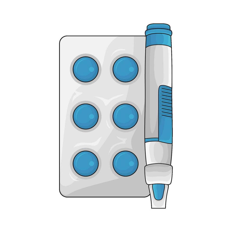 läkemedel med insulin penna illustration vektor