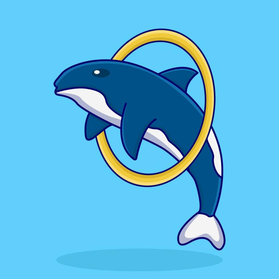 Wal spielen Holahoop im Schwimmen Schwimmbad Illustration vektor