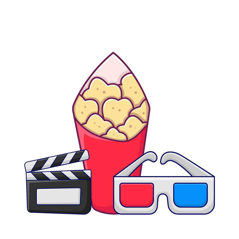 Popcorn, 3d Brille Kino mit Tafel Aktion Illustration vektor