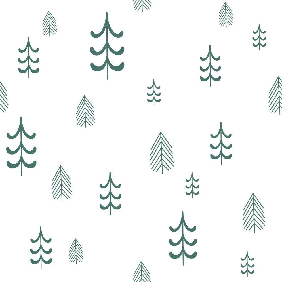 Weihnachten nahtlos Muster, mit ein Baum, ein Kiefer Baum, ein festlich Atmosphäre, ein Magie Wald. vektor