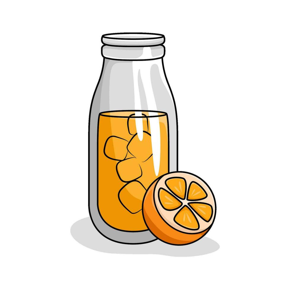 Saft Orange mit Orange Obst Scheibe Illustration vektor