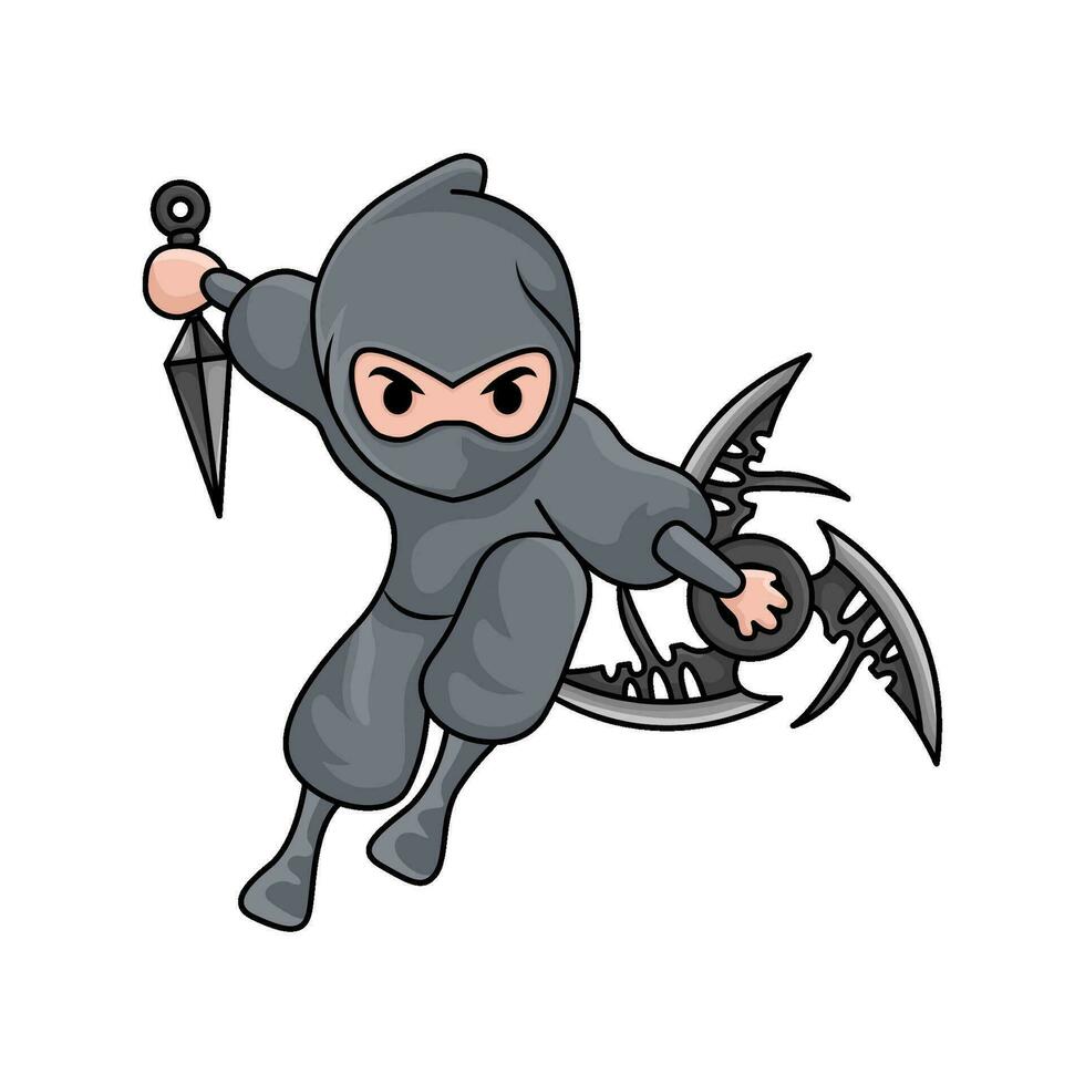 Kunai mit Shuriken im Ninja Illusration vektor