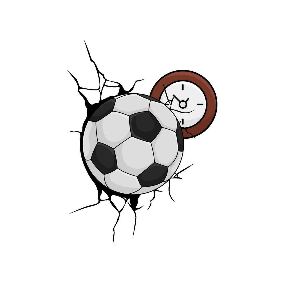 fotboll boll med klocka tid illustration vektor