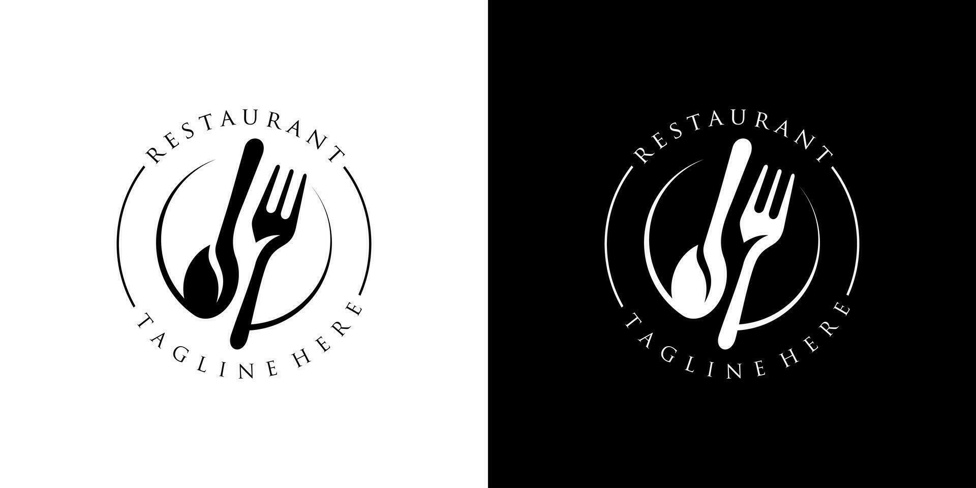 restaurang logotyp med sked och gaffel ikon, modern begrepp vektor