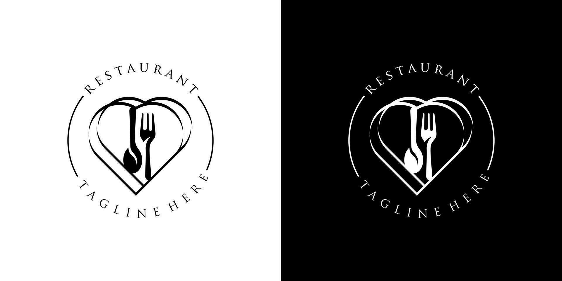 Restaurant Logo mit Löffel und Gabel Symbol, modern Konzept vektor