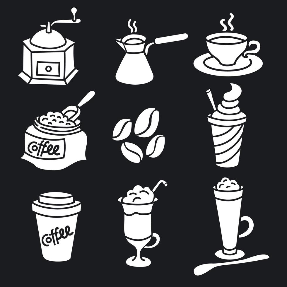kaffedrycker ikoner och skyltar som vektor